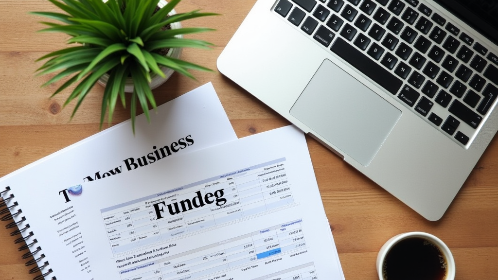 A small business owner reviewing financial options with documents, a laptop, and plant on a cozy office desk
