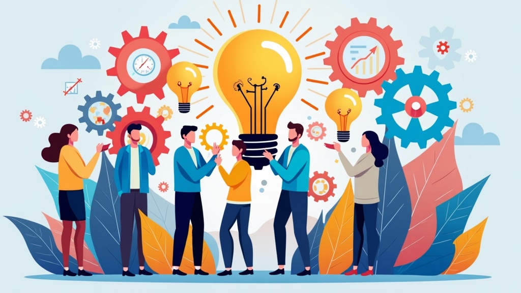 abstract illustration of team collaboration and innovation