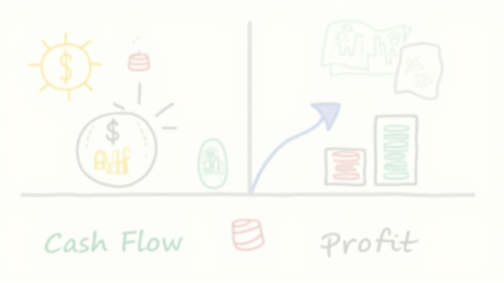 Cash flow and profit visualization with charts and coins