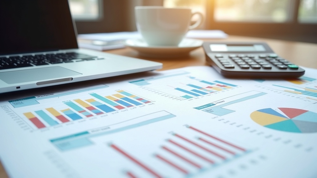 Spreadsheet showing business cash flow planning and colorful financial charts