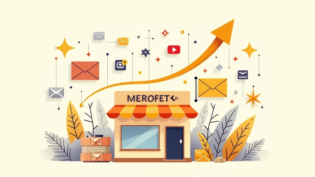 Illustration showing various marketing strategies for small businesses